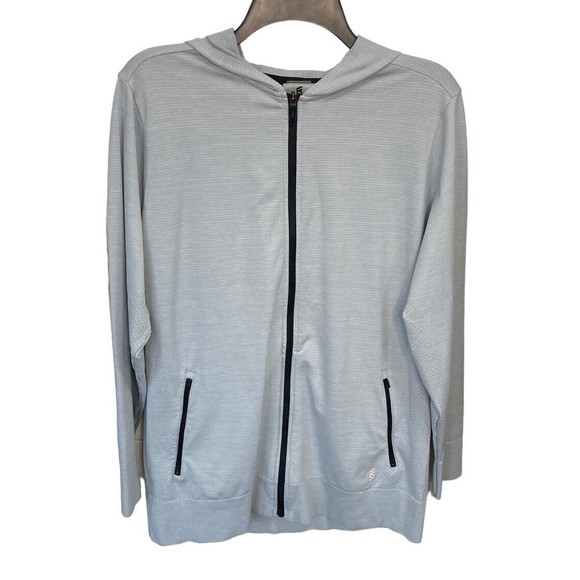 Second Skin Full Zip Mens Hoodie Gray Size‎ Med Stretchy - Picture 1 of 7